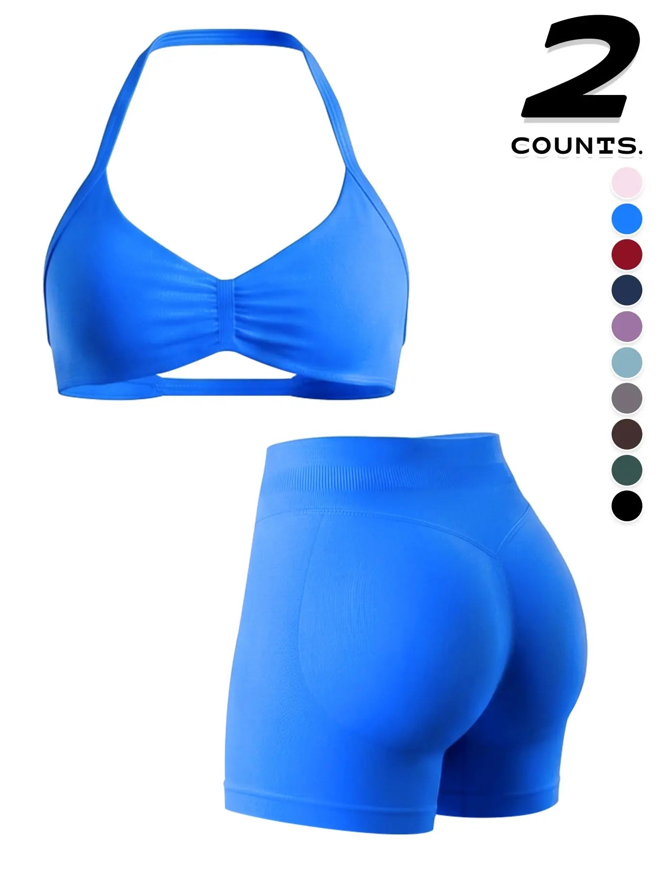 Women'S Sporty 6-Piece Set, Seamless Yoga Outfits, Seamless Comfortable Backless Padded Sports Bra & High-Elastic Yoga Shorts, All-Seasons Activewear