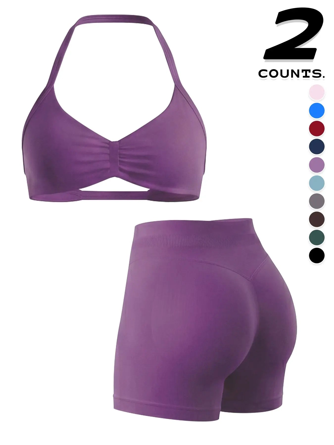 Women'S Sporty 6-Piece Set, Seamless Yoga Outfits, Seamless Comfortable Backless Padded Sports Bra & High-Elastic Yoga Shorts, All-Seasons Activewear