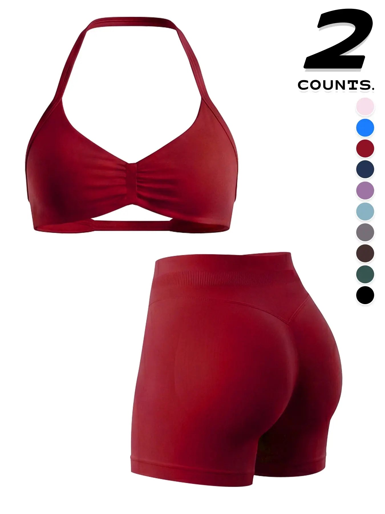Women'S Sporty 6-Piece Set, Seamless Yoga Outfits, Seamless Comfortable Backless Padded Sports Bra & High-Elastic Yoga Shorts, All-Seasons Activewear