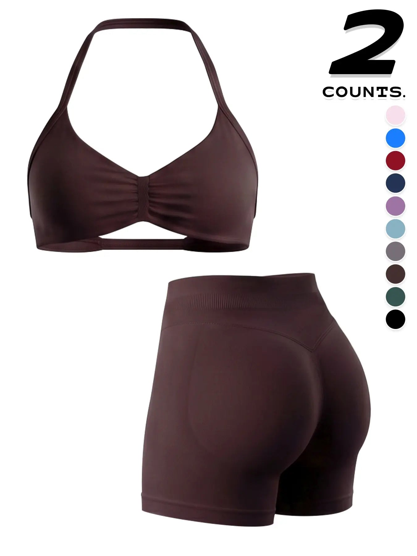 Women'S Sporty 6-Piece Set, Seamless Yoga Outfits, Seamless Comfortable Backless Padded Sports Bra & High-Elastic Yoga Shorts, All-Seasons Activewear