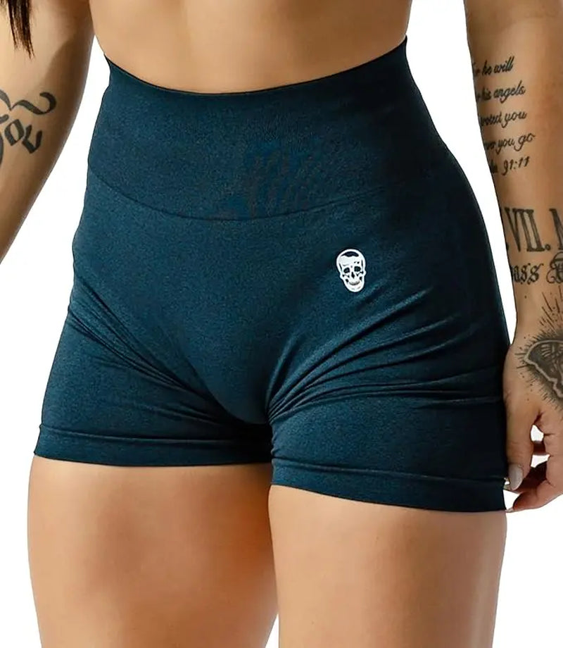 Gymreapers Infinity Seamless Gym Scrunch Shorts for Women 1 Pair Moisture Wicking Breathable Fabric Diamond Gusset Crotch Scrunch Back Two Tier Waistband High Waist Compression Fit Squat Proof Athletic Workout Shorts for Gym Training Fitness