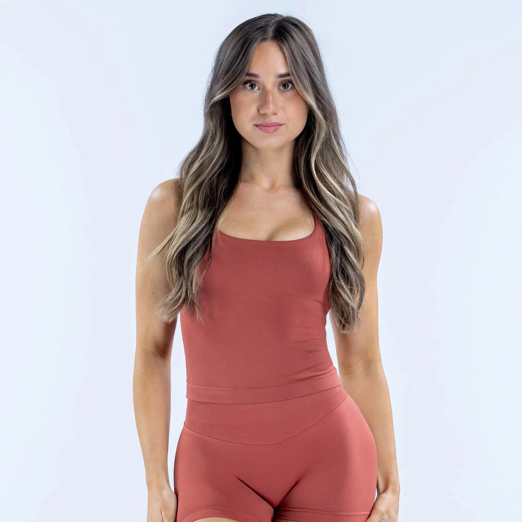 (With Logo) DF Impact Women'S 2-Piece Dry Fit Fitness Clothes Set - Elastic Breathable Fitted Sportswear, Halter Longline Padded Top with Built-In Bra, High Stretch Shorts for Gym Training, Two Piece Set, Workout Sets for Women