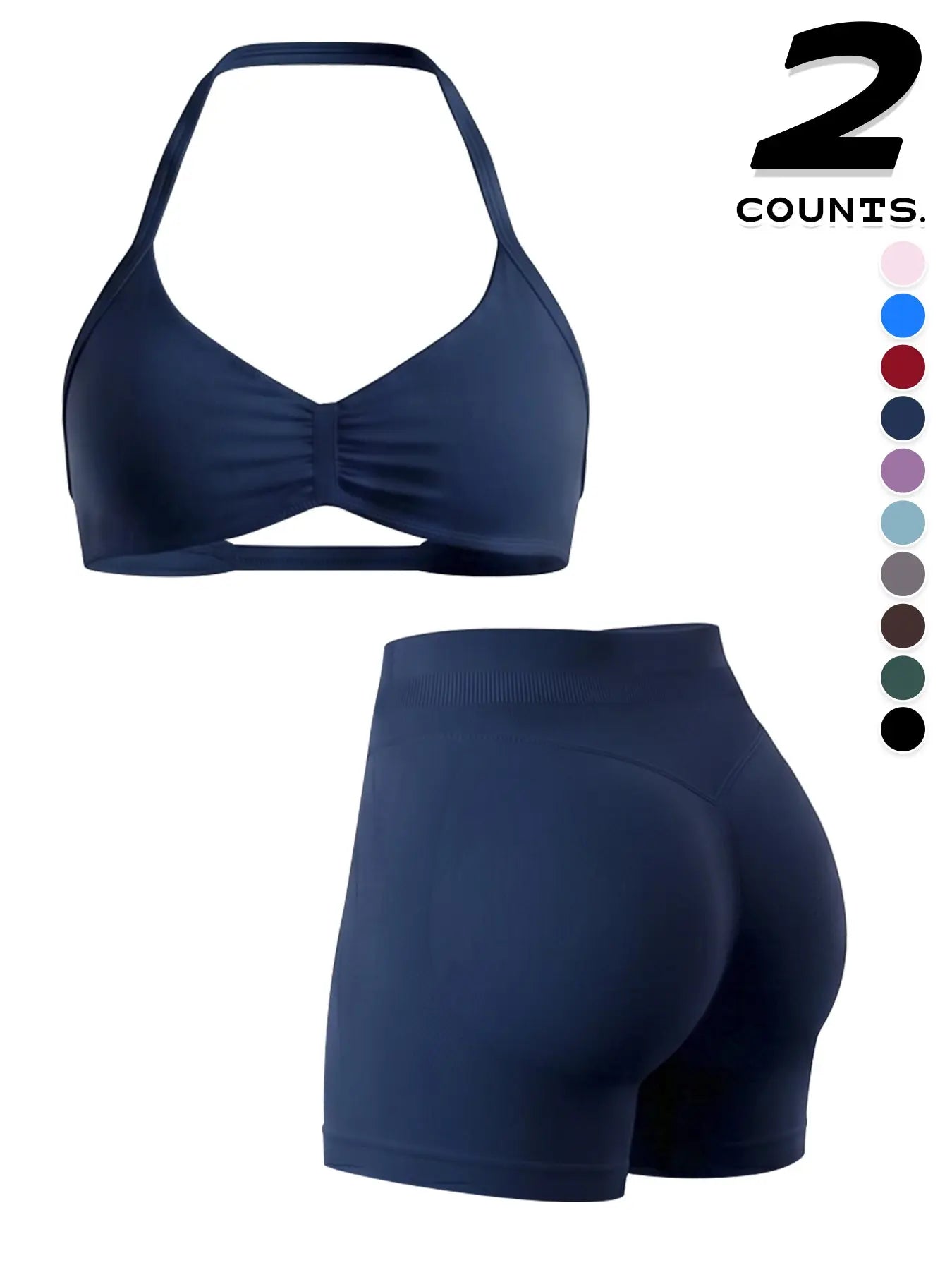 Women'S Sporty 6-Piece Set, Seamless Yoga Outfits, Seamless Comfortable Backless Padded Sports Bra & High-Elastic Yoga Shorts, All-Seasons Activewear