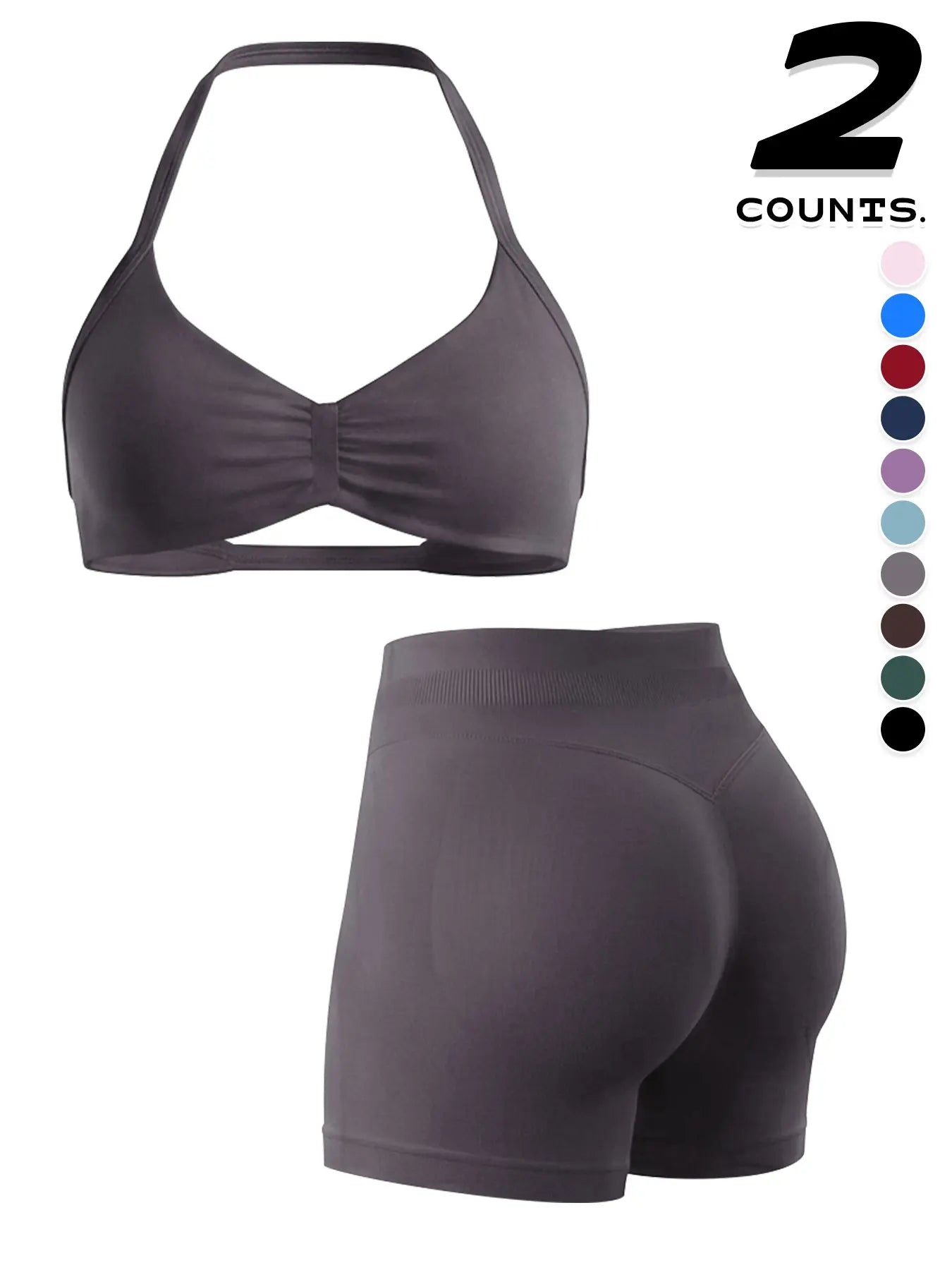 Women'S Sporty 6-Piece Set, Seamless Yoga Outfits, Seamless Comfortable Backless Padded Sports Bra & High-Elastic Yoga Shorts, All-Seasons Activewear